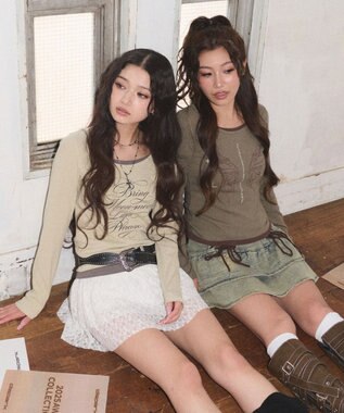 WEGO レイヤードグラフィックTOP ベージュ