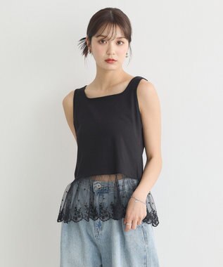 earth music&ecology チュールレースヘムインナー Black