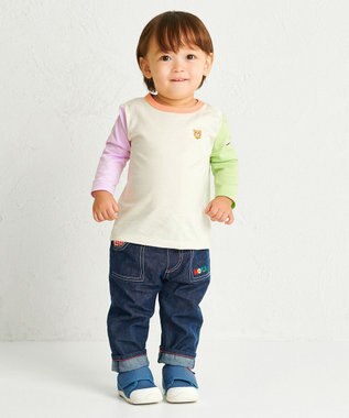 MIKI HOUSE HOT BISCUITS 【70-120cm】【Everyday Series】ワンポイント 長袖Tシャツ マルチカラー