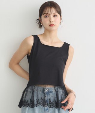 earth music&ecology チュールレースヘムインナー Black