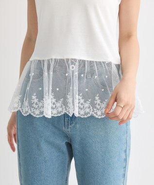 earth music&ecology チュールレースヘムインナー Off White