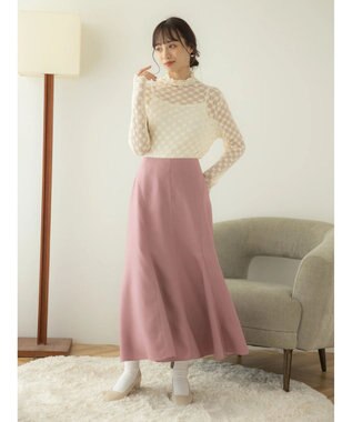 earth music&ecology ハイネックシアーフラワーインナー Ivory