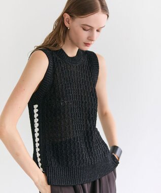 BEIGE， ATACAM / テープヤーン ノースリーブニット Black