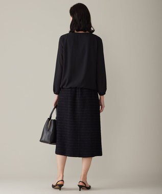 自由区 【洗える】ロイヤルシフォン ブラウス ネイビー系