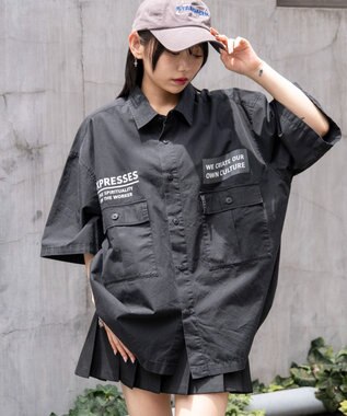 WEGO 【ユニセックス着用ITEM】ミリタリーハーフスリーブシャツ ブラック