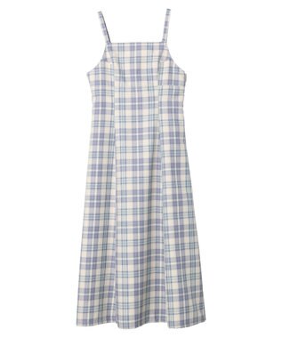 earth music&ecology ＣＨＥＣＫハイウエストフレアジャンスカ Check Blue