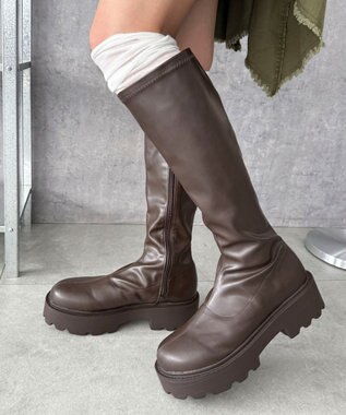 WEGO プレーンロングブーツ ブラウン