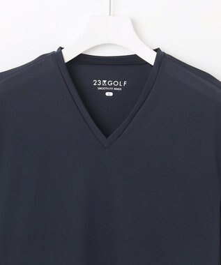 23区GOLF 【MEN】【吸水速乾・UVケア】30デニール 無地Vネックインナーシャツ ネイビー系