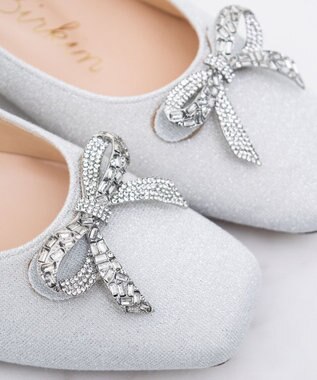 Bridget Birkin 【Bridget Birkin】ビジューリボンラメパンプス シルバー雑材