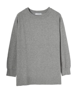 Green Parks もちやわ　ボートネックニットチュニック Light Gray Mixture