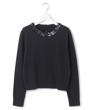23区 S スパンコール ワイドリブ ニット ブラック系