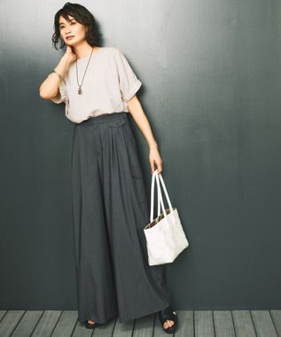 自由区 L 【カタログ掲載・洗える】ラスティックメッシュドルマンスリーブ Tブラウス フラックス