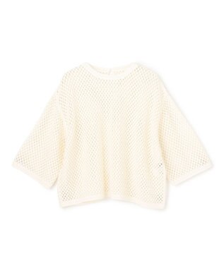 UNFILO L クロシェレースニット ハーフスリーブ プルオーバー