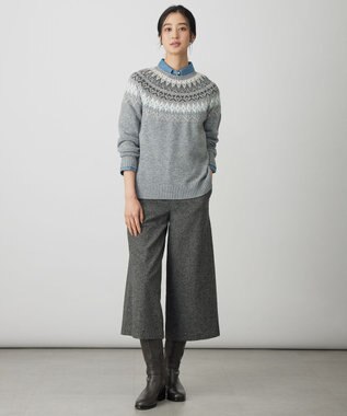 J.PRESS LADIES シルクネップツイード クロップド パンツ チャコール系