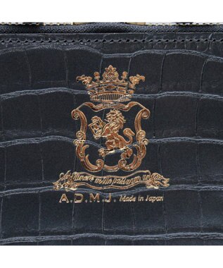 A.D.M.J. 【牛革】クロコ型押しスクエアショルダー オニキス　パーライズ