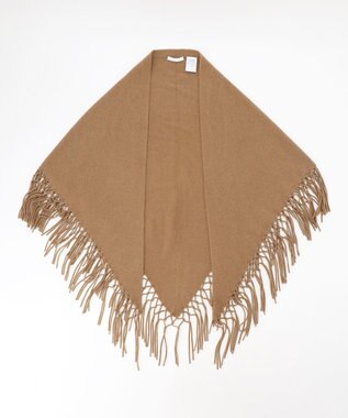 自由区 【SHIHOさん着用】ファインウールカシミヤフリンジ ストール キャメル