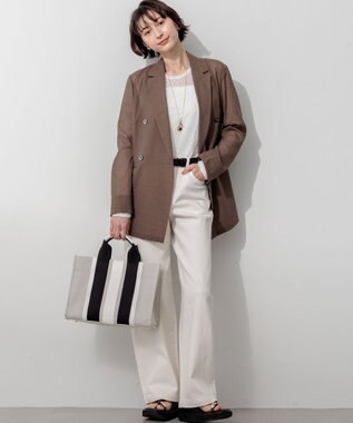 23区 L 【見上愛さん着用/Oggi掲載】ナイロンコットンシアーボイル ダブルジャケット ブラウン系