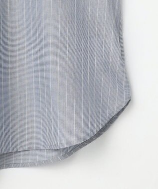 J.PRESS LADIES L ストライプ×エンブロイダリー バンドカラー ブラウス ネイビー×ホワイト系