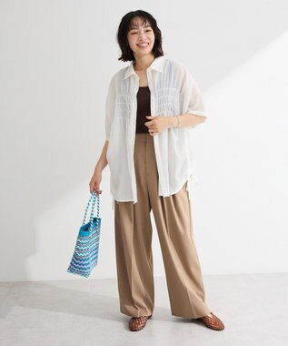 Green Parks シャーリングドロスト５分袖シャツ Off White