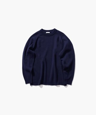 ATON WOOL COTTON BRUSHED | クルーネックセーター - UNISEX NAVY