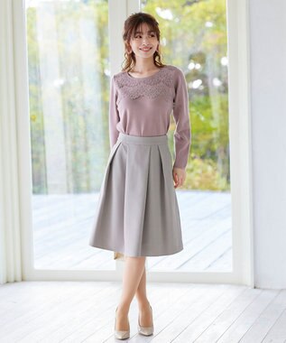 Tiaclasse L 【洗える】大人上品なスカラップレースコンビニット ピンク