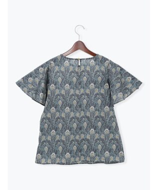 Te chichi 【LIBERTY FABRICS】フレアスリーブブラウス チャコールグレー