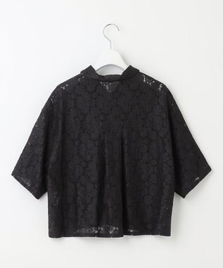 Feroux 【洗える】レース ブラウス ブラック系