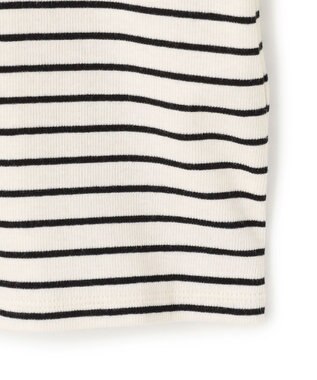 UNFILO コットンカシミヤ クルーネックカットソー ボーダー(エクリュ×ブラック)