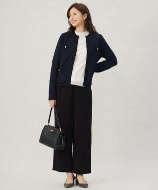 J.PRESS LADIES S TWEED ニット ジャケット ネイビー系