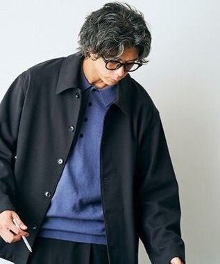 UNFILO MENS ライトウォーム ニットポロ ダスティブルー