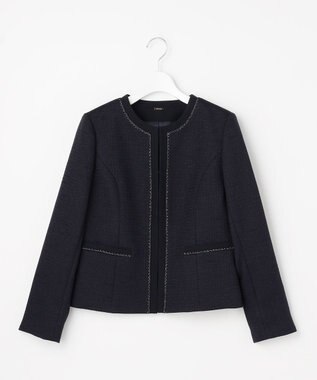 ANY SIS リップルボーダーストレッチ ジャケット ネイビー