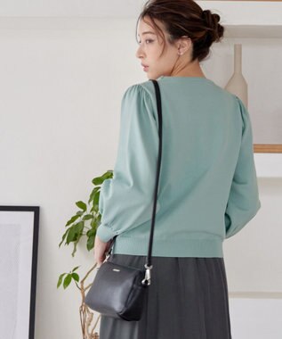 Tiaclasse 【洗える】フラワー刺繍ニットトップス ミント