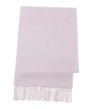 MOONBAT FURLA(フルラ）カシミヤ100％ 無地 マフラー ロゴ刺繍 手洗いOK ライトパープル