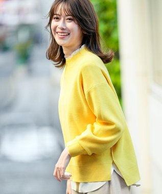 ANY SIS S ラインポイント ニット ライトイエロー