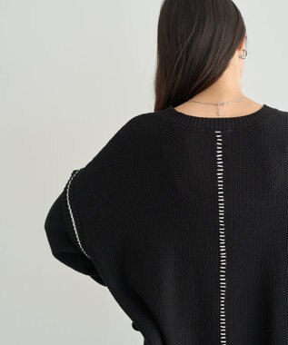 earth music&ecology 【洗濯機洗い可 / 選べる丈】アンチピリングC/A選べる丈配色ニット ブラック