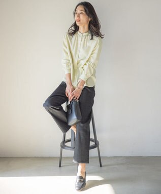 J.PRESS LADIES S 【洗える】BASIC STRETCH DENIM ボーイフィット パンツ ブラック系