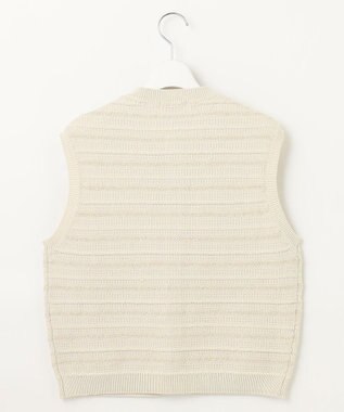 自由区 S 【洗える】テクスチャーコットンブレンドニット ベスト ライトベージュ