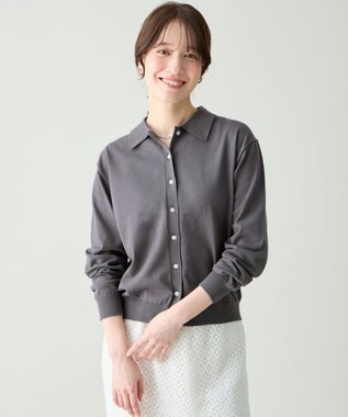 ANY L コットンブレンドポロカーデ スレート