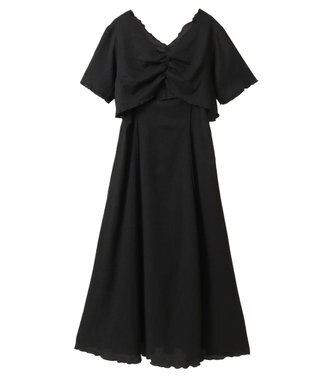 earth music&ecology ＳＥＴ２点ギャザーカットカーデ＋キャミワンピース Black