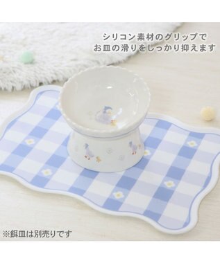 PET PARADISE ペットパラダイス 猫 シリコンマット 《花柄》 ホワイト×ブルー