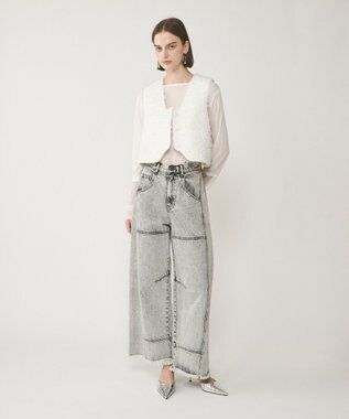 GRACE CONTINENTAL ライン切替デニムパンツ グレー