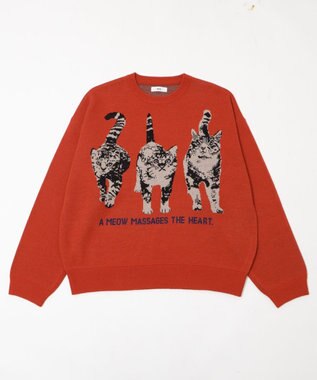 WEGO アニマルジャガードニットプルオーバー オレンジ