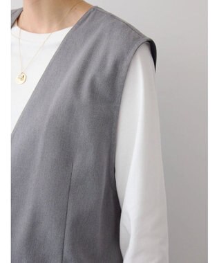 AMERICAN HOLIC ロングＶネックジレ Gray Mixture