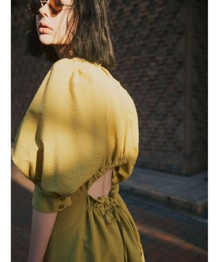 Green Parks AnriettMusee バックカットワークワンピース Lime Green