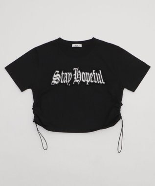 WEGO グラフィックサイドドロストショートT ブラック