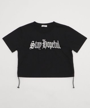 WEGO グラフィックサイドドロストショートT ブラック