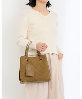 MioFIRANO カジュアルシックバスケットウィーブハンドバッグ 2WAY パスケース付き　FIRANO フィラノ KHAKI