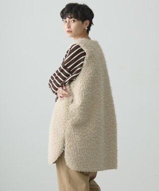 AMERICAN HOLIC 丈違いシープライクフェイクファーベスト Light Beige
