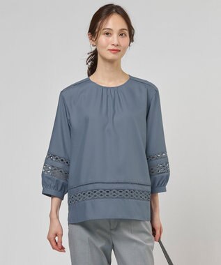 J.PRESS LADIES 【一枚で着映え・セット着用可】スパンソフトクロス刺繍 ブラウス