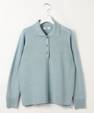 J.PRESS LADIES リネンコットンコード ポロ ニット アクア系